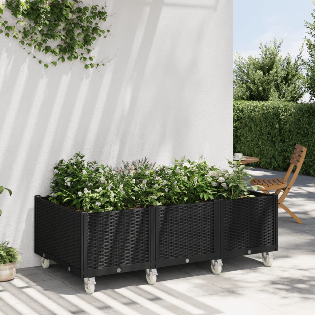 Vidaxx Pflanzgefäß mit Rädern 150x80x54 cm Polypropylen schwarz