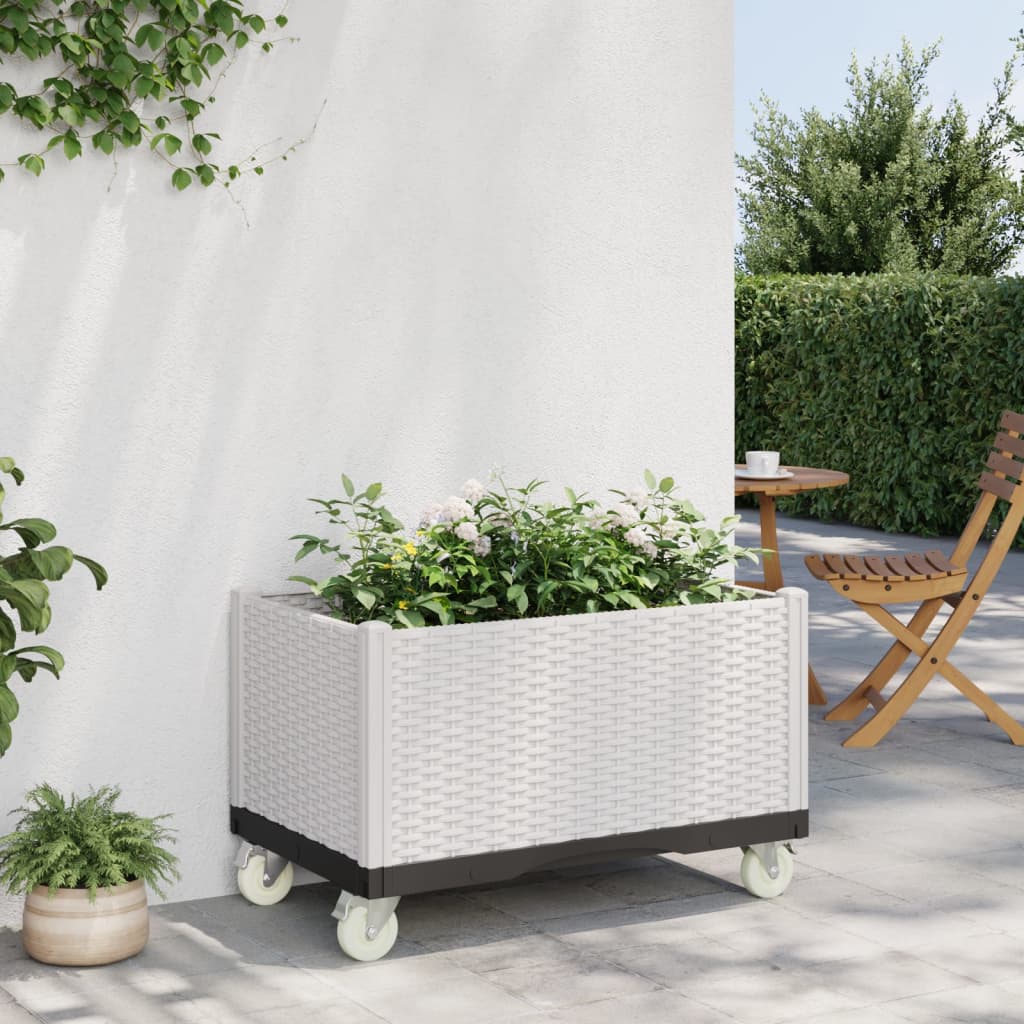 Vidaxl Planter med hjul 80x50x54 cm polypropen hvit