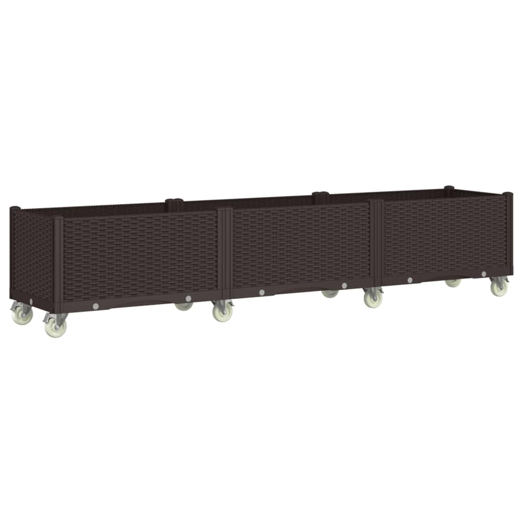 VidaXL Pflanzgefäß mit Rädern 240x50x54 cm Polypropylen braun