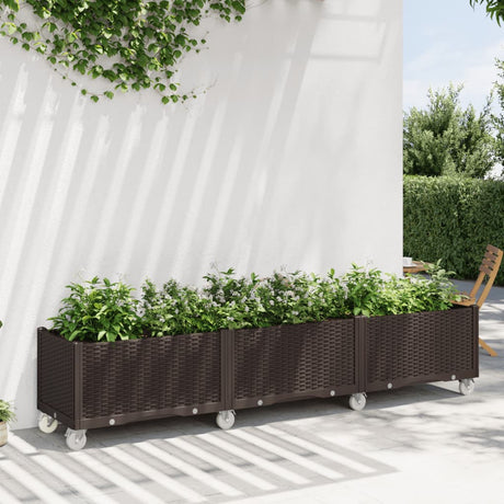 VidaXL Pflanzgefäß mit Rädern 240x50x54 cm Polypropylen braun