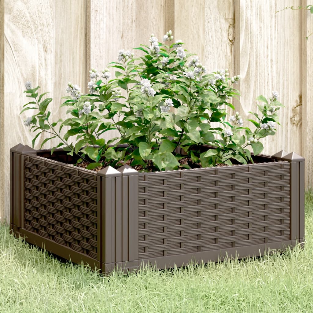 Vidaxl planter med stifter 42,5x42,5x28,5 cm polypropenbrun