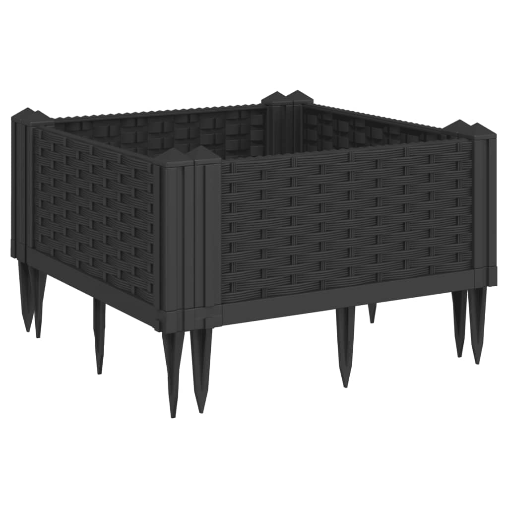 Vidaxx Pflanzgefäß mit Zapfen 42,5x42,5x28,5 cm Polypropylen schwarz