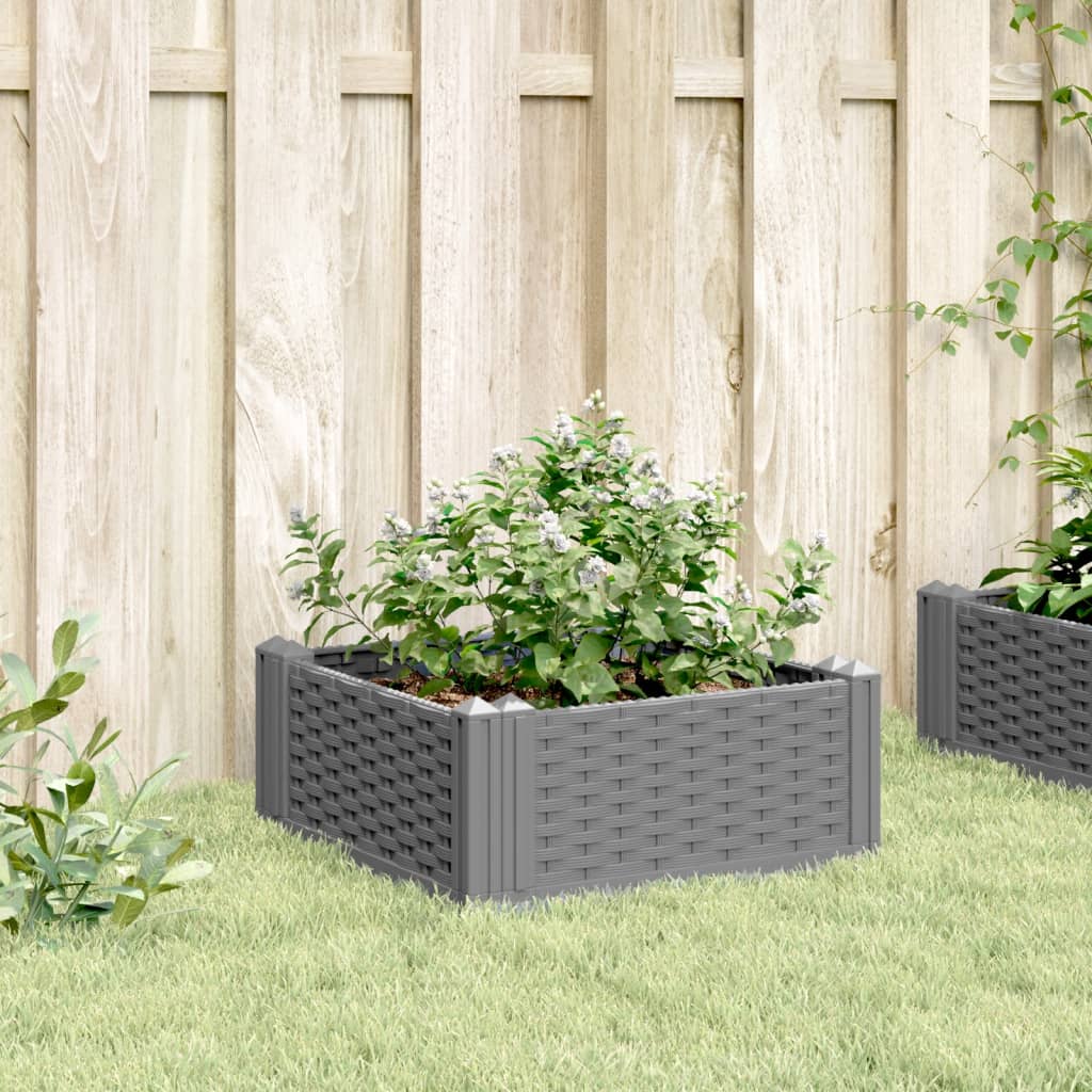 Vidaxl Planter med pinner 42,5x42,5x28,5 cm polypropen lys grå