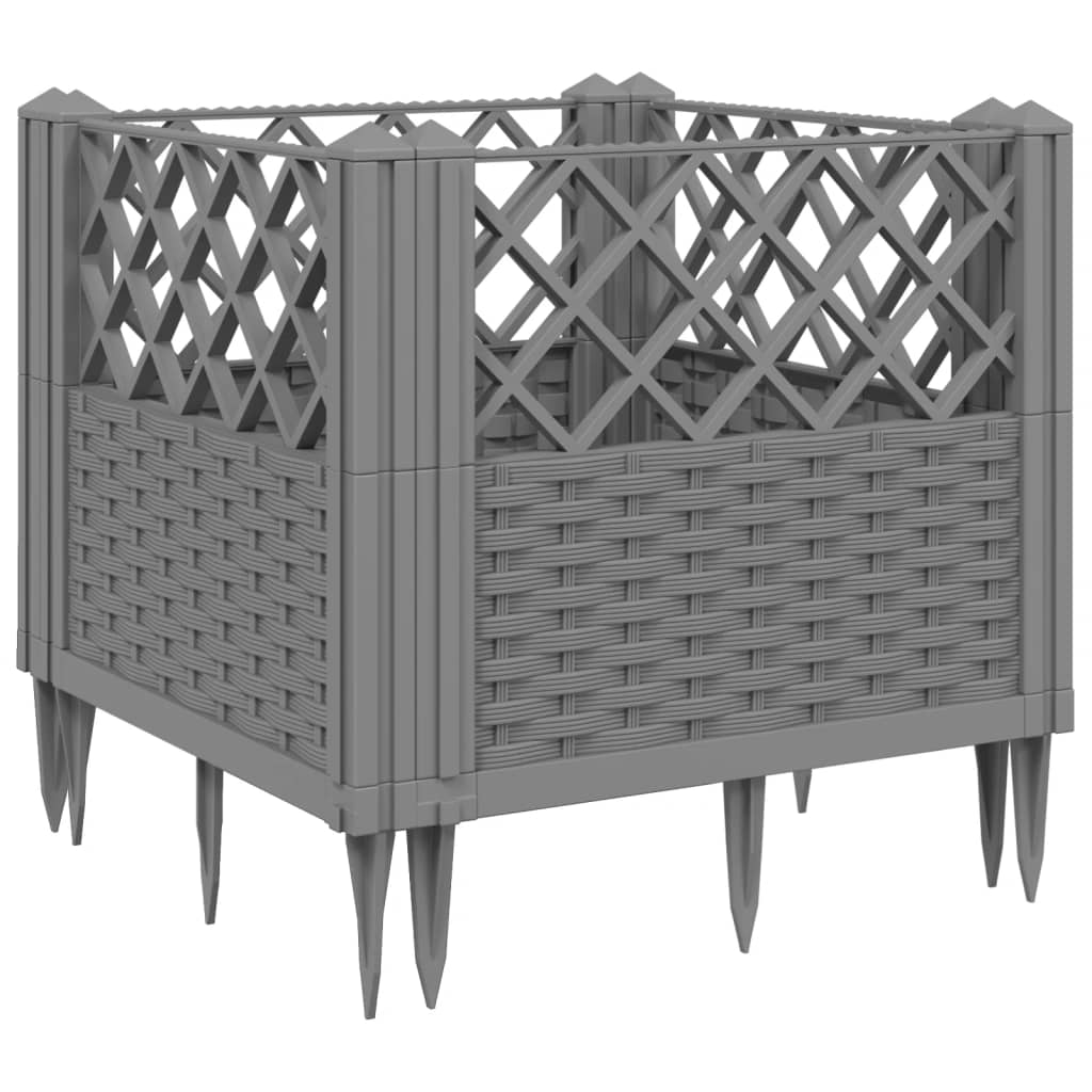 Vidaxl Planter med pinner 43,5x43,5x43,5 cm polypropen lys grå