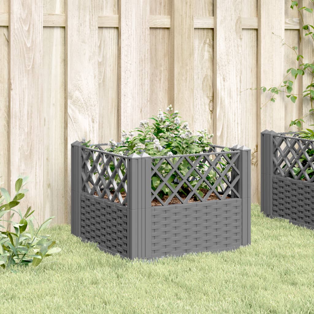 VidaXL Planter with pins 43.5x43.5x43.5 cm Polypropene light gray