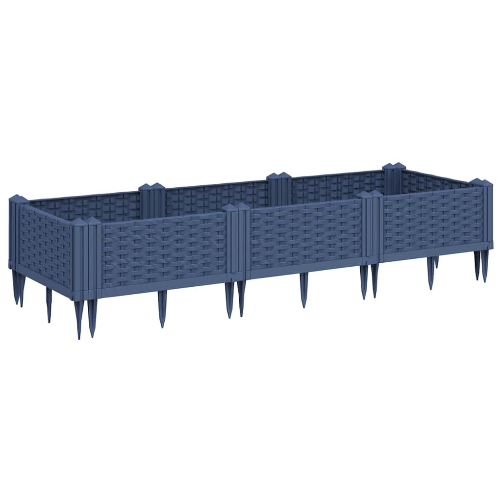Vidaxx Pflanzgefäß mit Zapfen 125x40x28,5 cm Polypropylen blaugrau