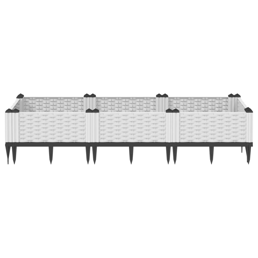 Vidaxl Planter med stifter 125x40x28,5 cm polypropenhvide