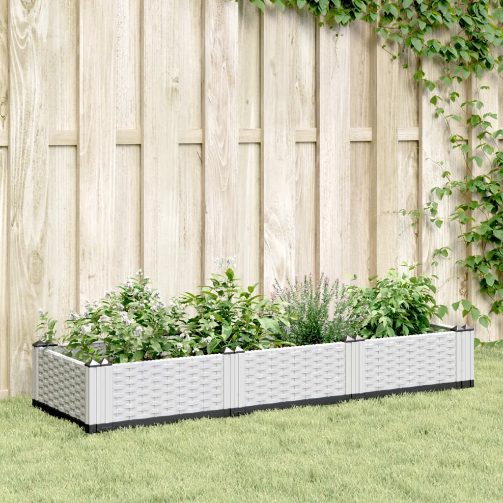 Vidaxl Planter med pinner 125x40x28,5 cm polypropen hvit