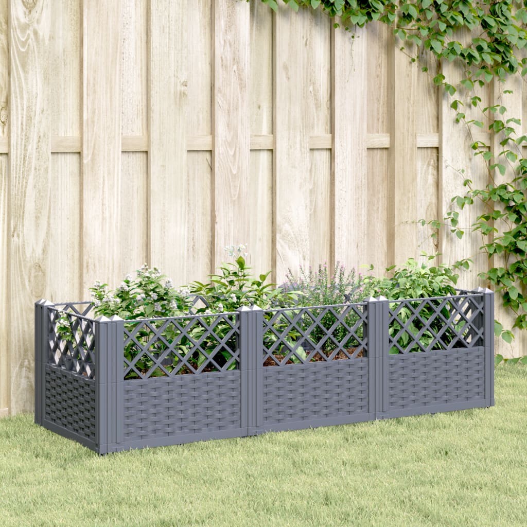 VidaXL Planter with pins 123.5x43.5x43.5 cm Polypropene gray