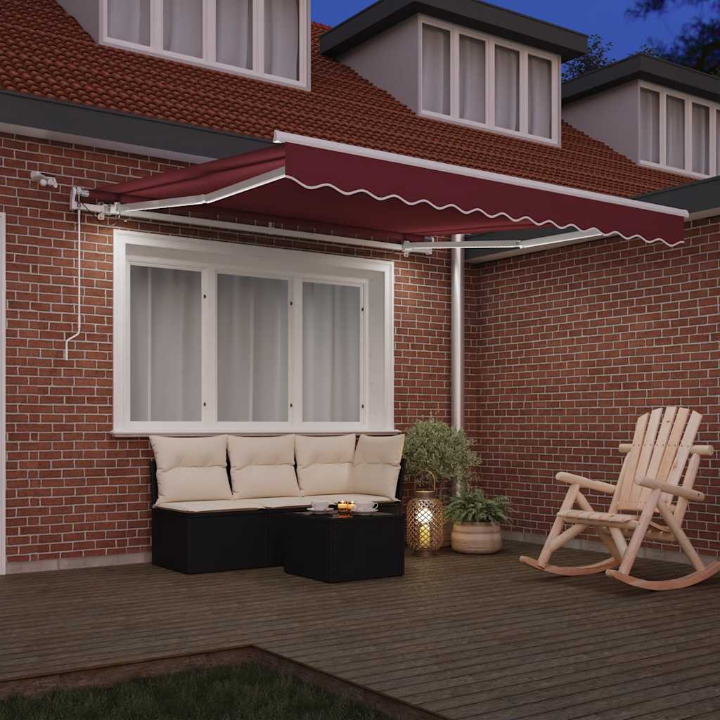 Vidaxl luifel automatisch uittrekbaar met led 300x250 cm bordeauxrood