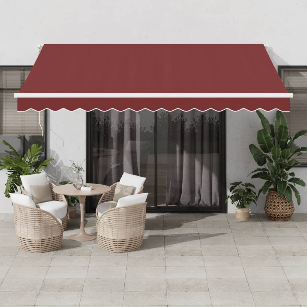 Vidaxl luifel exponierbar mit LED 400x350 cm Bordeaux rot