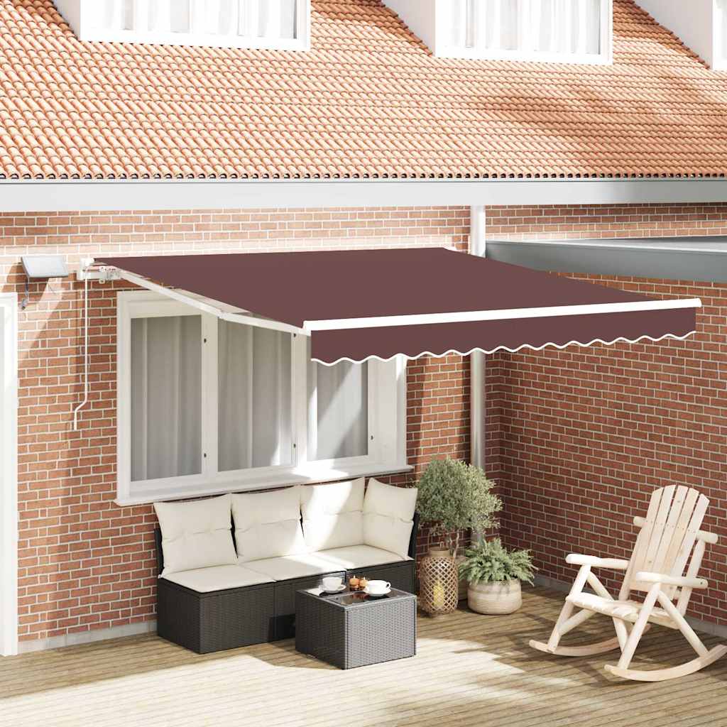 Vidaxl luifel handmatig uittrekbaar met led's 300x250 cm bruin