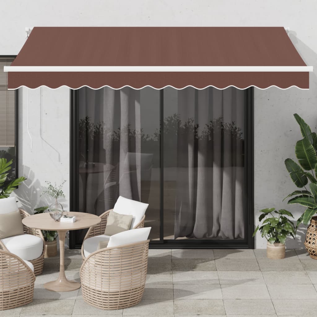 Vidaxl Luifel se puede extender automáticamente con LED 350x250 cm Brown