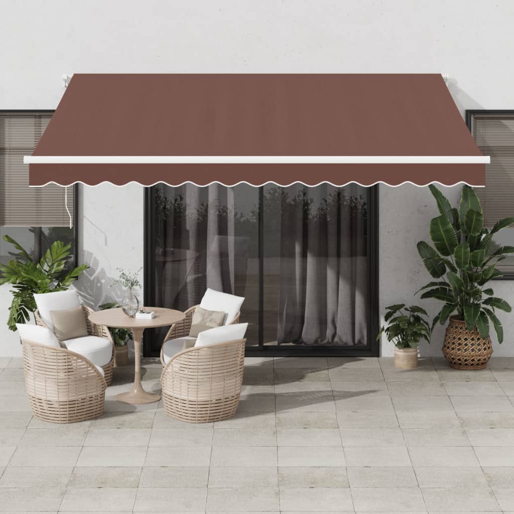 Vidaxl Luifel se puede extender manualmente con LED 400x350 cm Brown