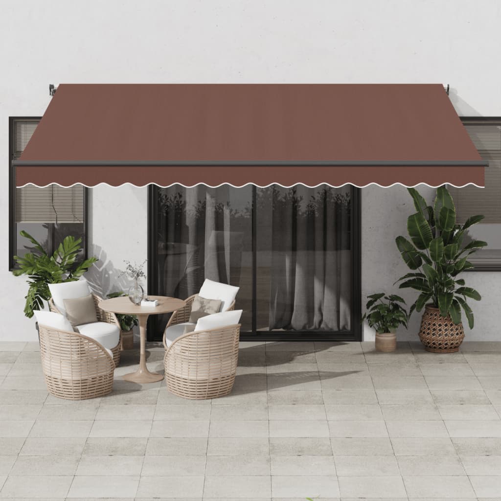 Vidaxl Luifel manually extendable with LEDs 450x350 cm brown