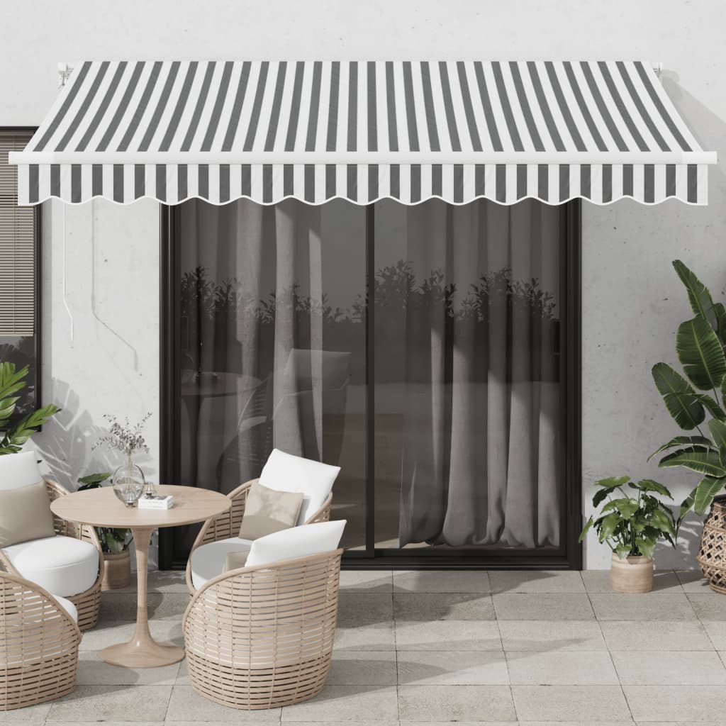 Vidaxl luifel handmatig uittrekbaar en led 350x250 cm antraciet en wit
