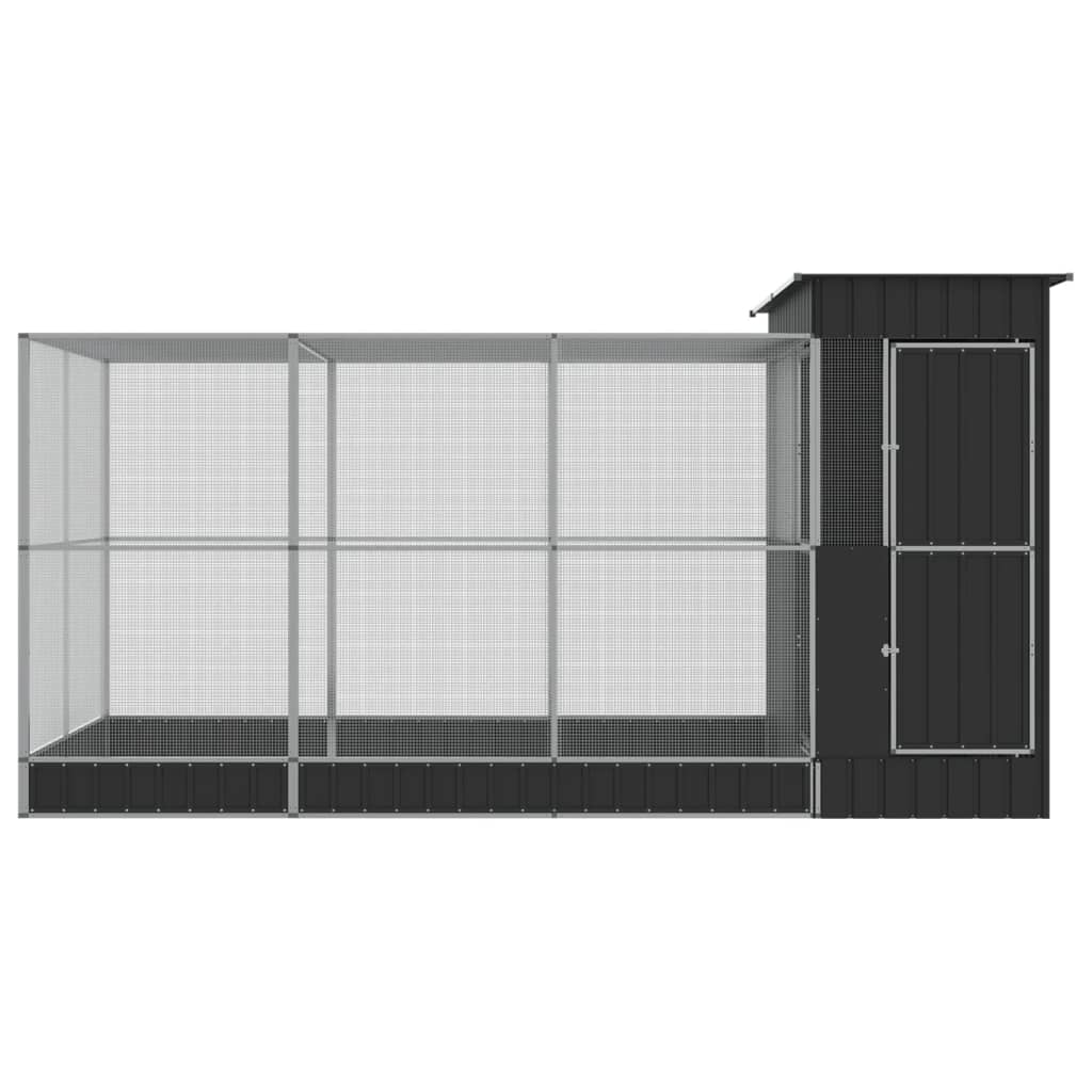 Vidaxl aviary with extension 416x203x216 cm steel silver colored