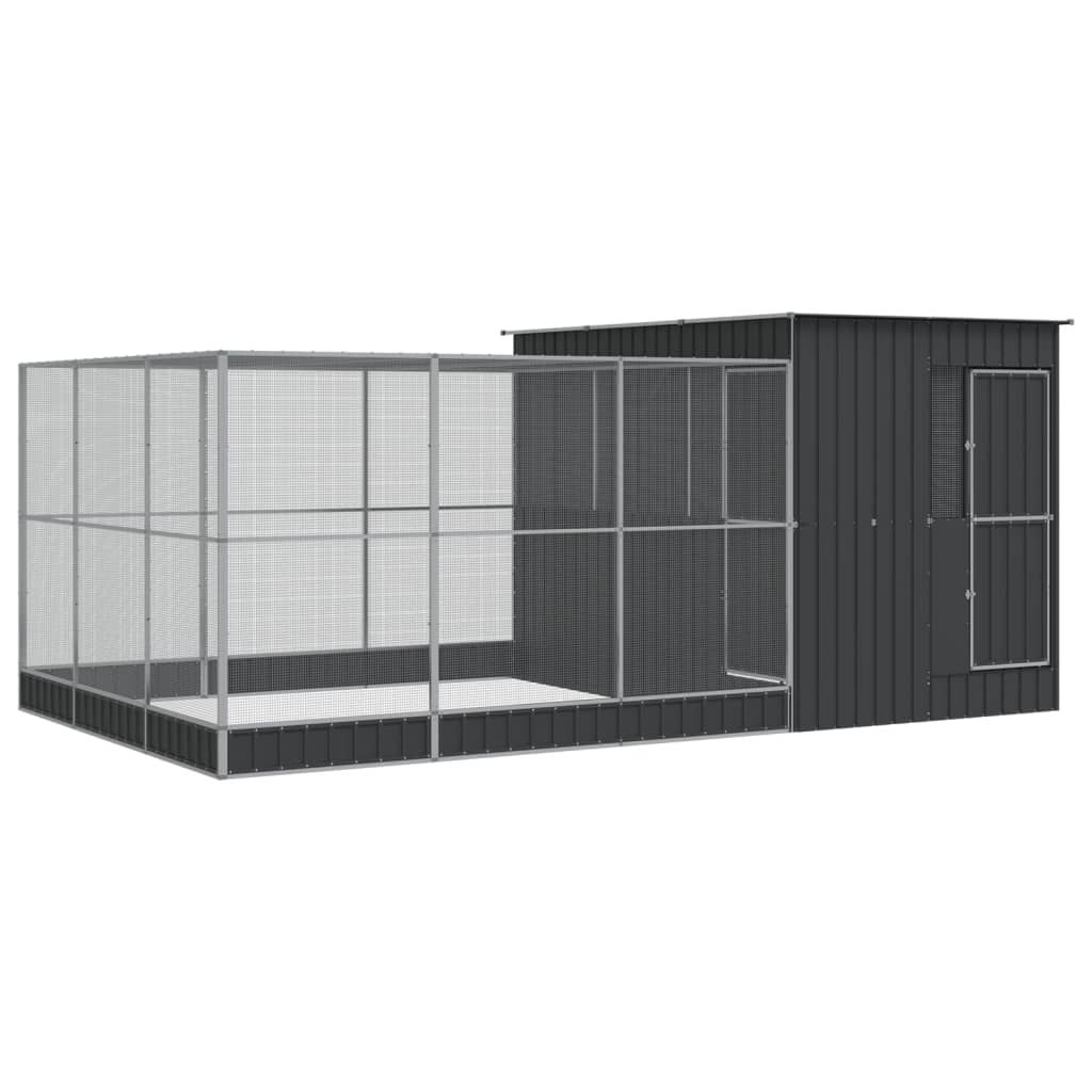 Vidaxl aviary with extension 497x303x216 cm steel silver colored