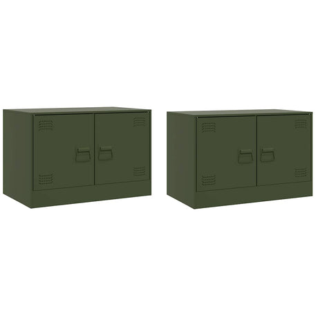 Vidaxl tv-meubelen 2 st 67x39x44 cm staal olijfgroen