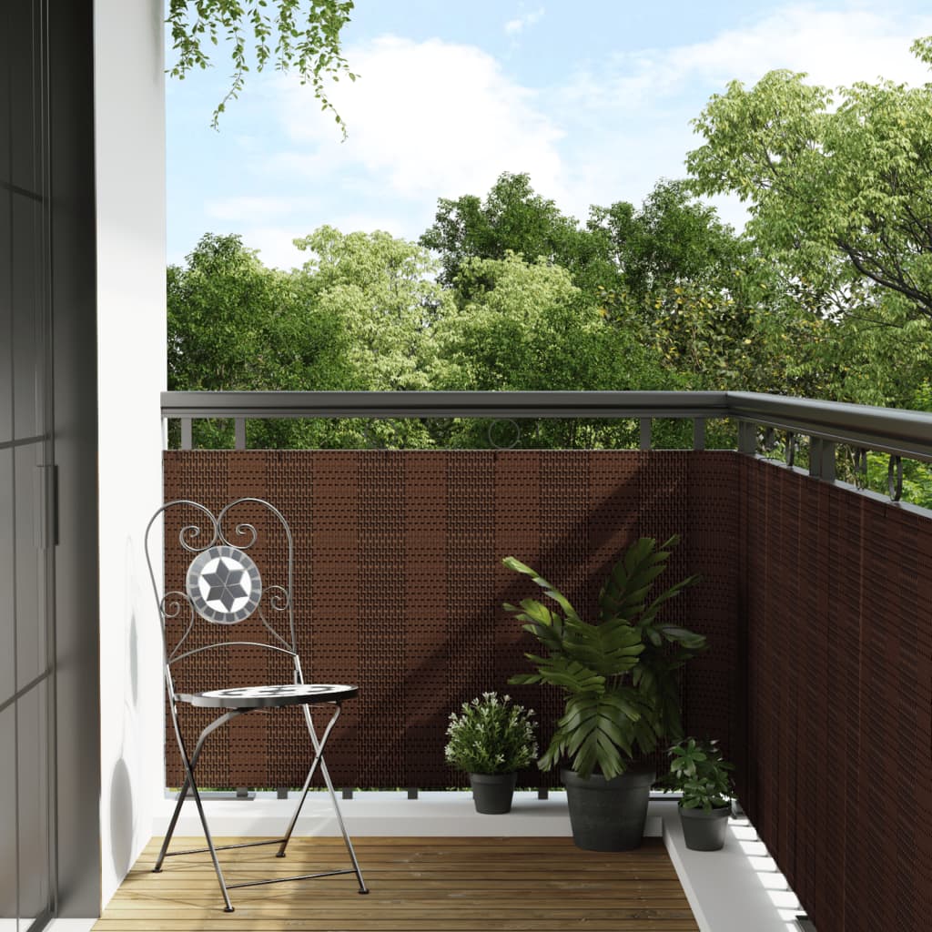 Vidaxl Balcony ekran 1000x80 cm poli rattan brązowy i czarny