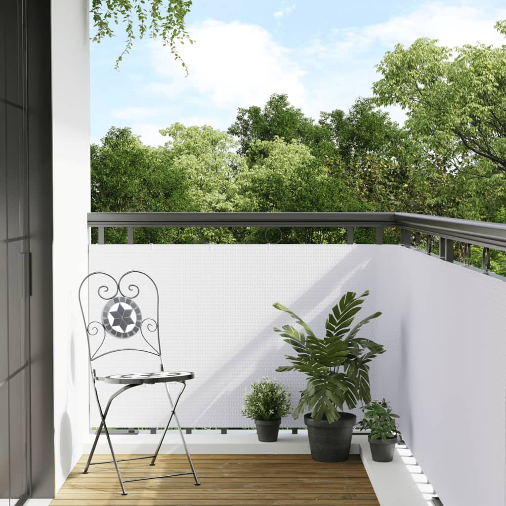 Vidaxl Balcony Screen 500x100 cm Poly Rattan White