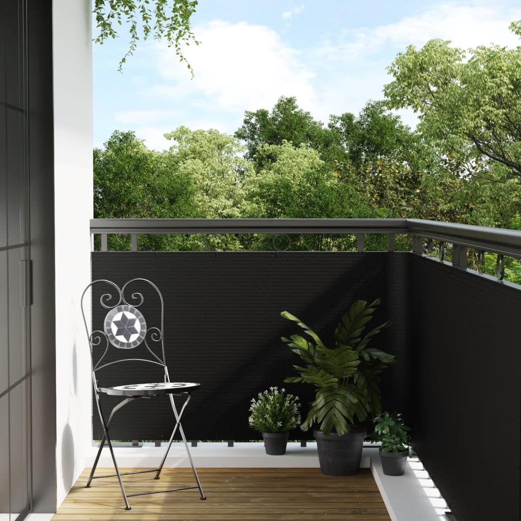 Vidaxl Balkon Bildschirm 300x80 cm Poly Rattan Schwarz