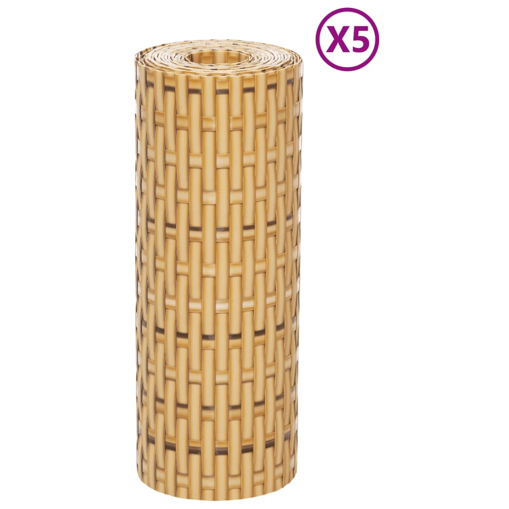 Vidaxl Balcony Schermate 5 ST 255x19 cm Poly Rattan Light Brown