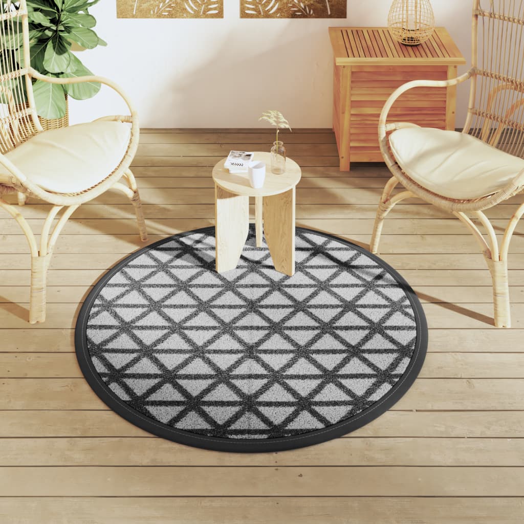 VidaXL outside rug arakil Ø120 cm polypropene black