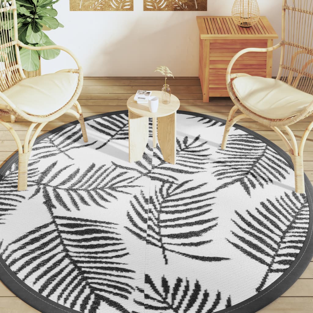 Vidaxl outside rug arakil Ø200 cm polypropene white and black