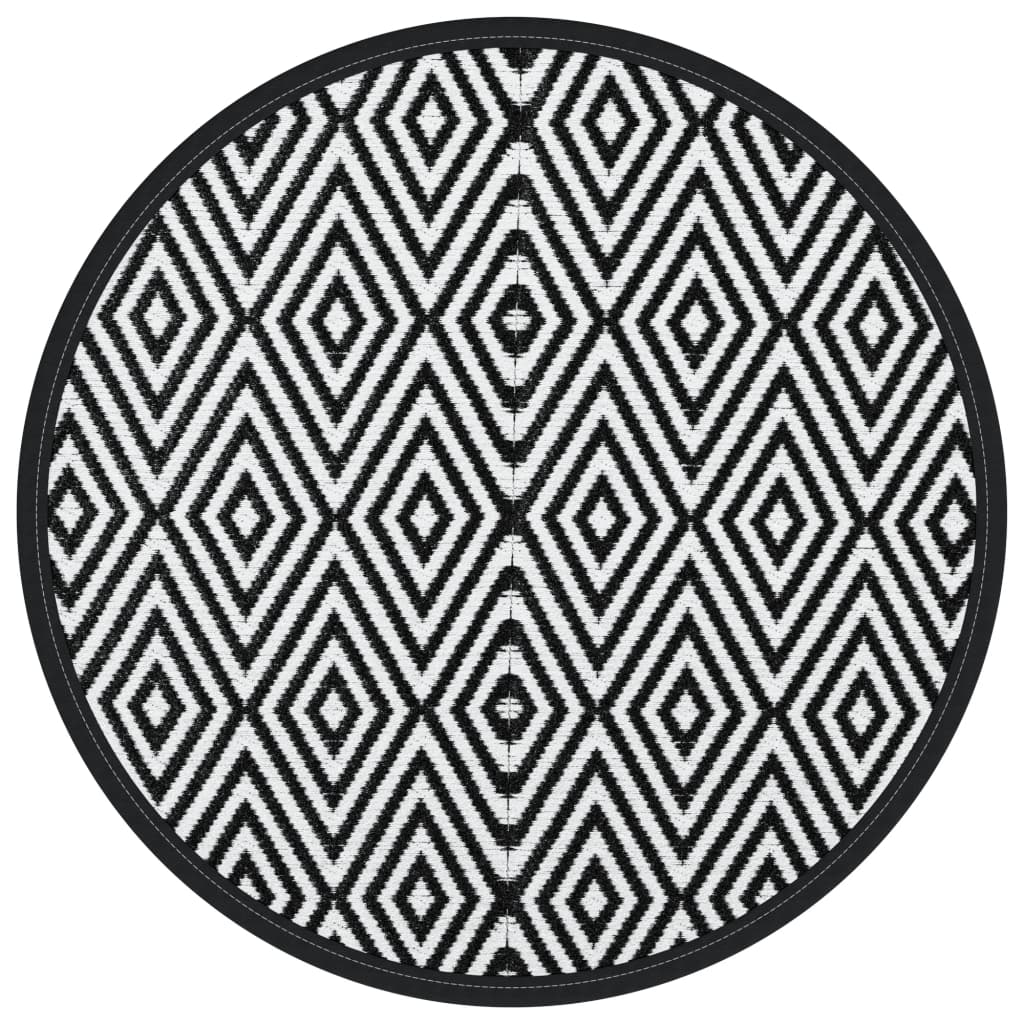 Vidaxl outside rug Ø 120 cm Polypropene white and black