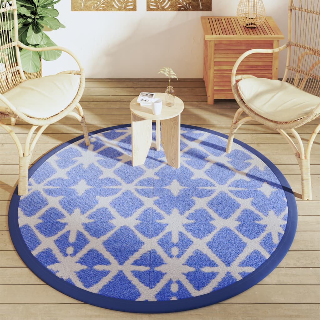 Vidaxl outside rug arakil Ø160 cm polypropene blue and white