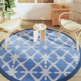 Vidaxl à l'extérieur du tapis Arakil Ø200 cm Polypropène bleu et blanc