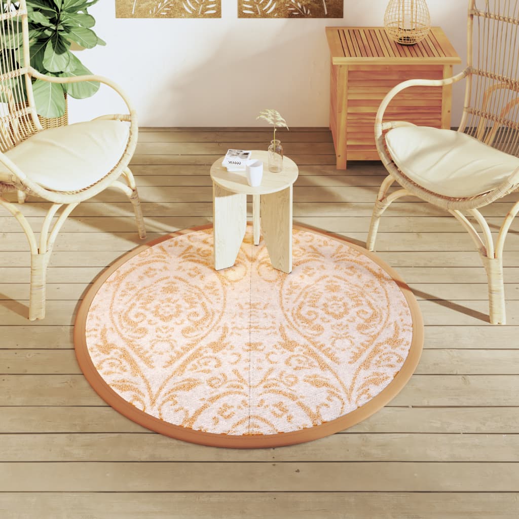 Vidaxl à l'extérieur du tapis Arakil Ø120 cm en polypropène orange et blanc