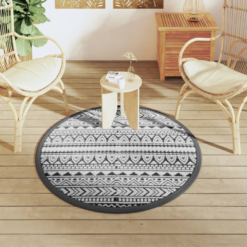 Vidaxl extérieur tapis arakil Ø120 cm en polypropène noir