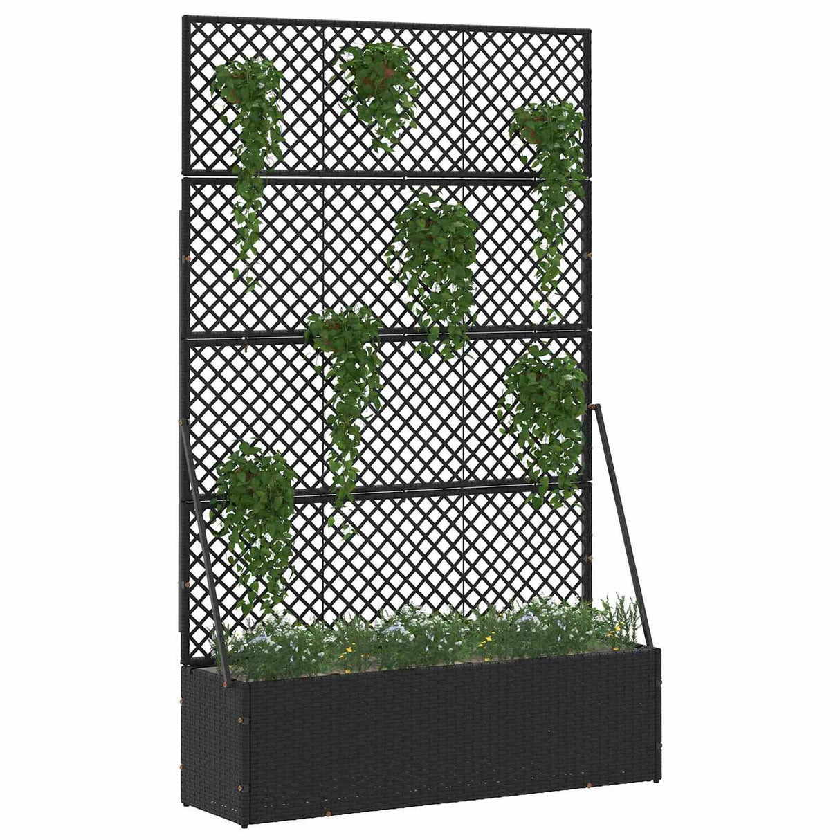 Vidaxl tuin bloempot zwart 105 x 30 x 170 cm metaal