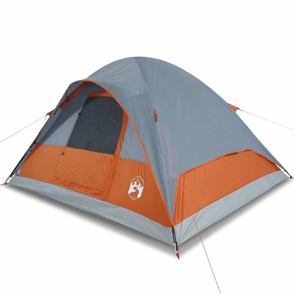 Vidaxl Dome Tent de 6 personas impermeables grises y naranja