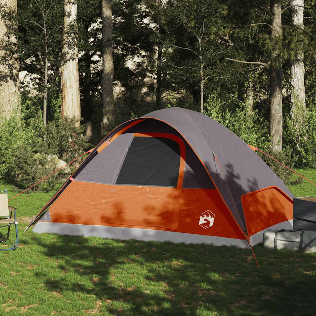 Vidaxl Dome Stan 6-Person Waterproof Grey and Orange