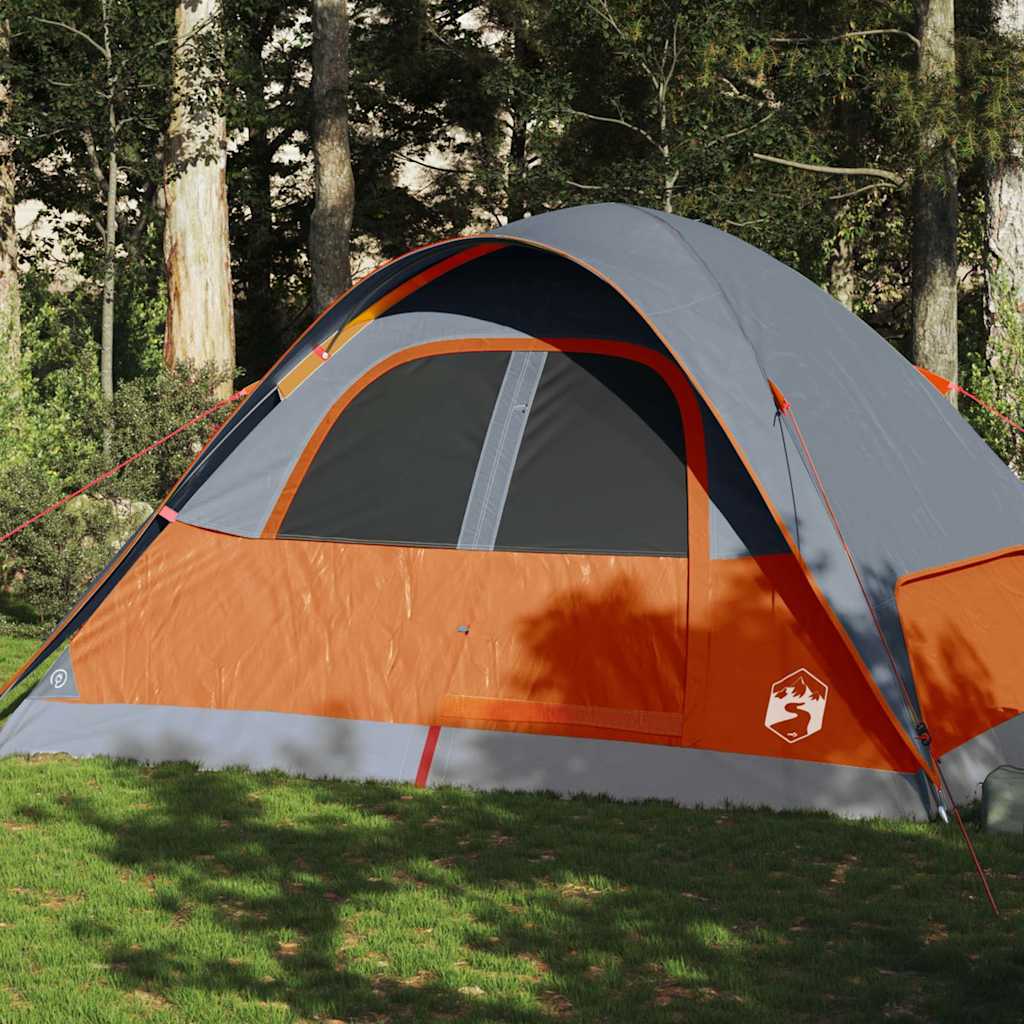 Vidaxl Dome Tent de 6 personas impermeables grises y naranja