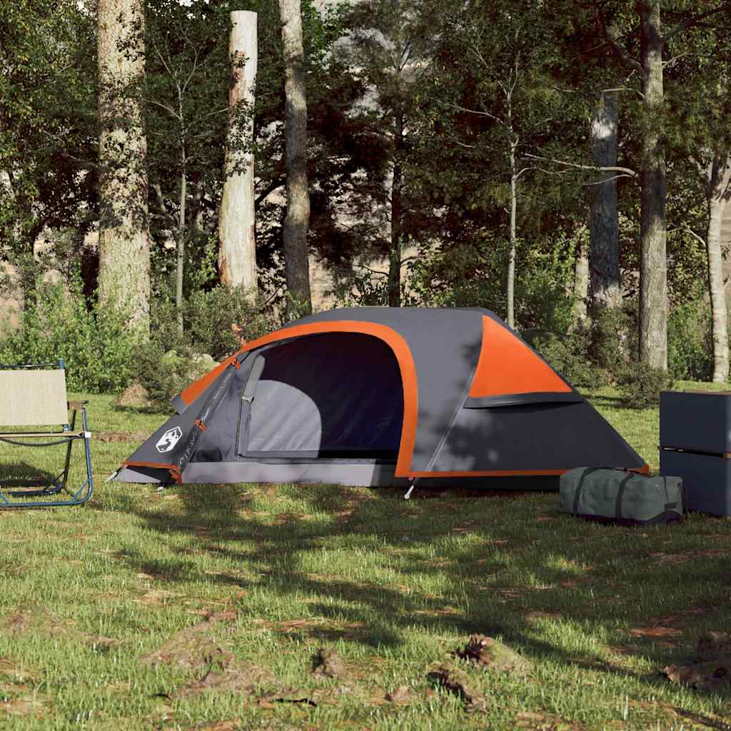 Vidaxl Dome Tenda a 1 persona impermeabile grigio e arancione