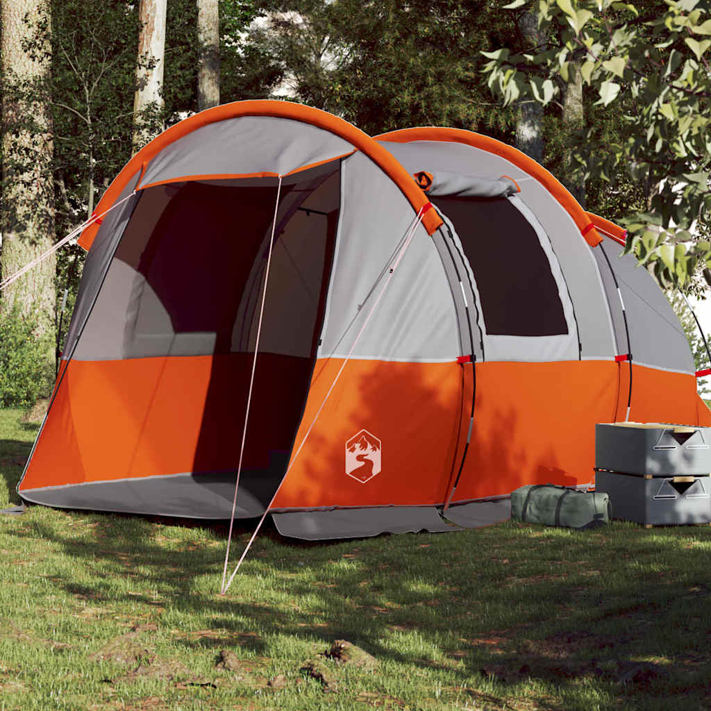 Vidaxl Tunnel Stan 4-Person Waterproof Grey and Orange