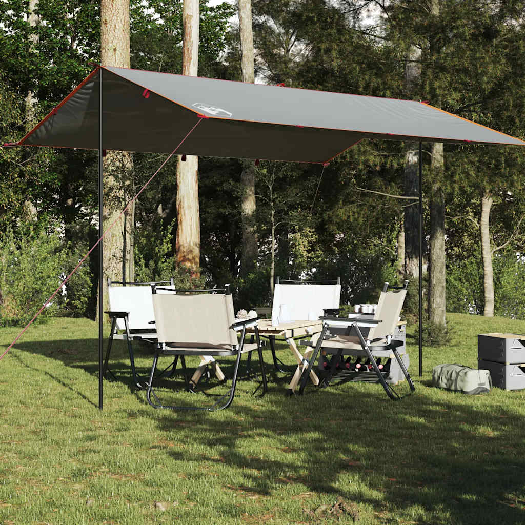 Vidaxl Camping Canvas Waterproof 400x294 cm Grey and Orange