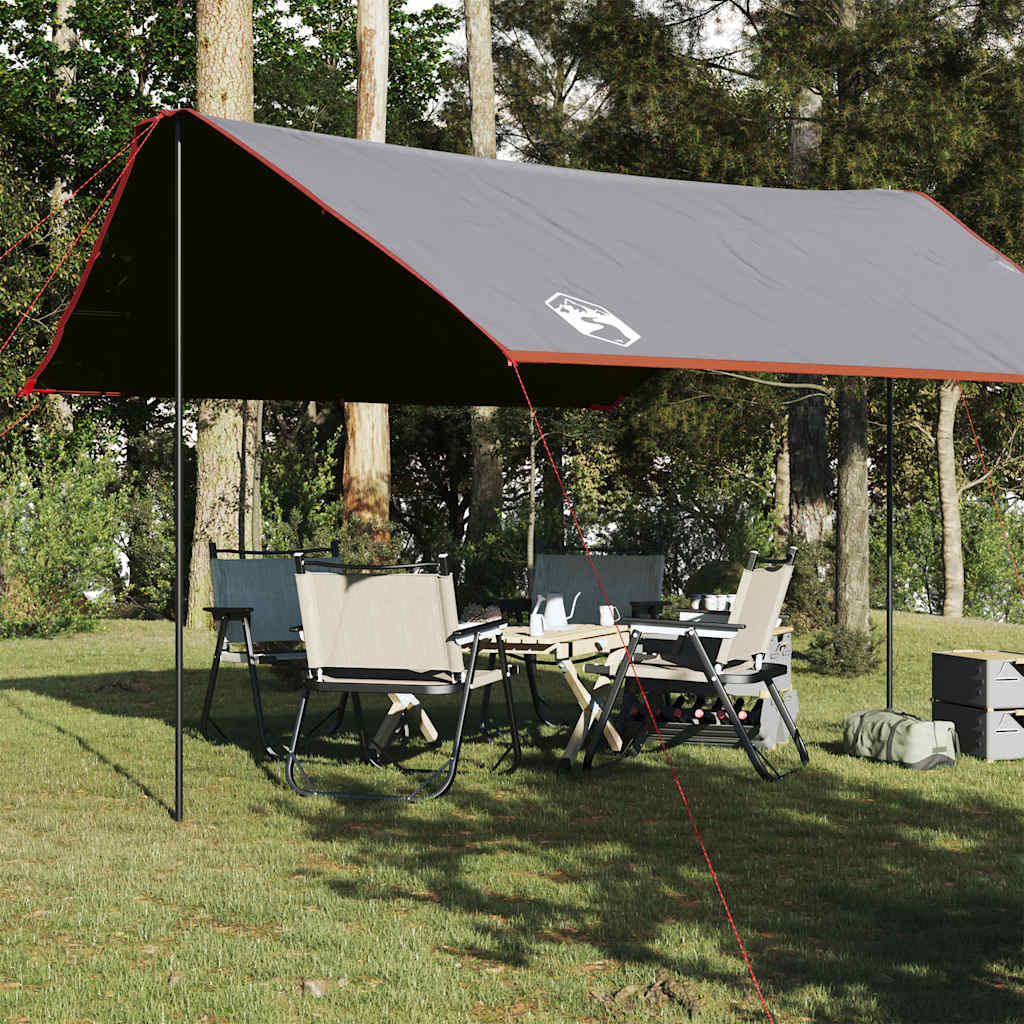 Vidaxl Camping Canvas Waterproof 430x380x210 cm szary i pomarańczowy