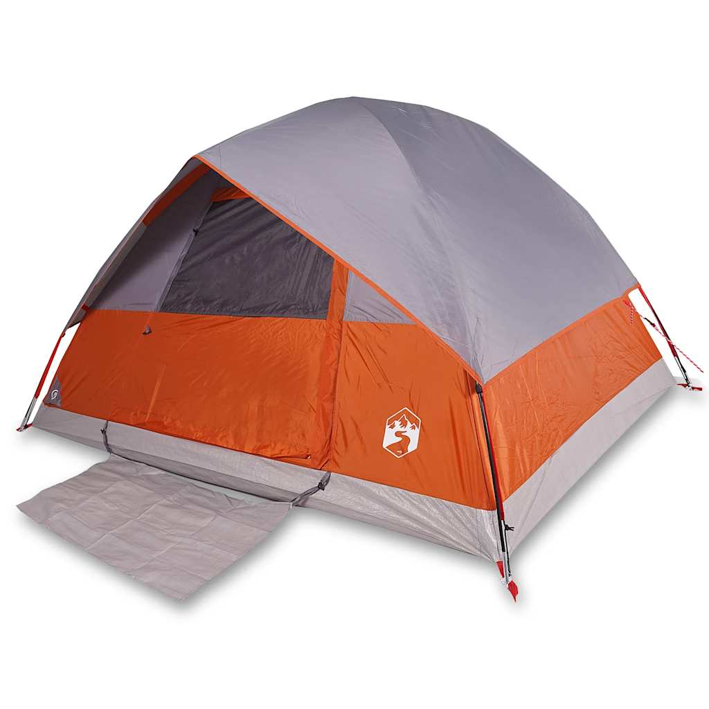 Vidaxl Dome Tenda 3 persone impermeabili grigio e arancione