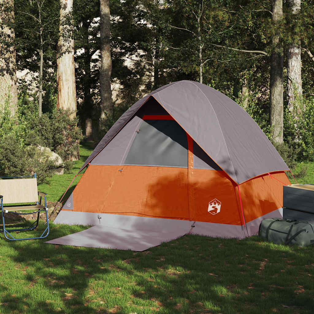 Vidaxl dome tente 4 personnes étanche gris et orange