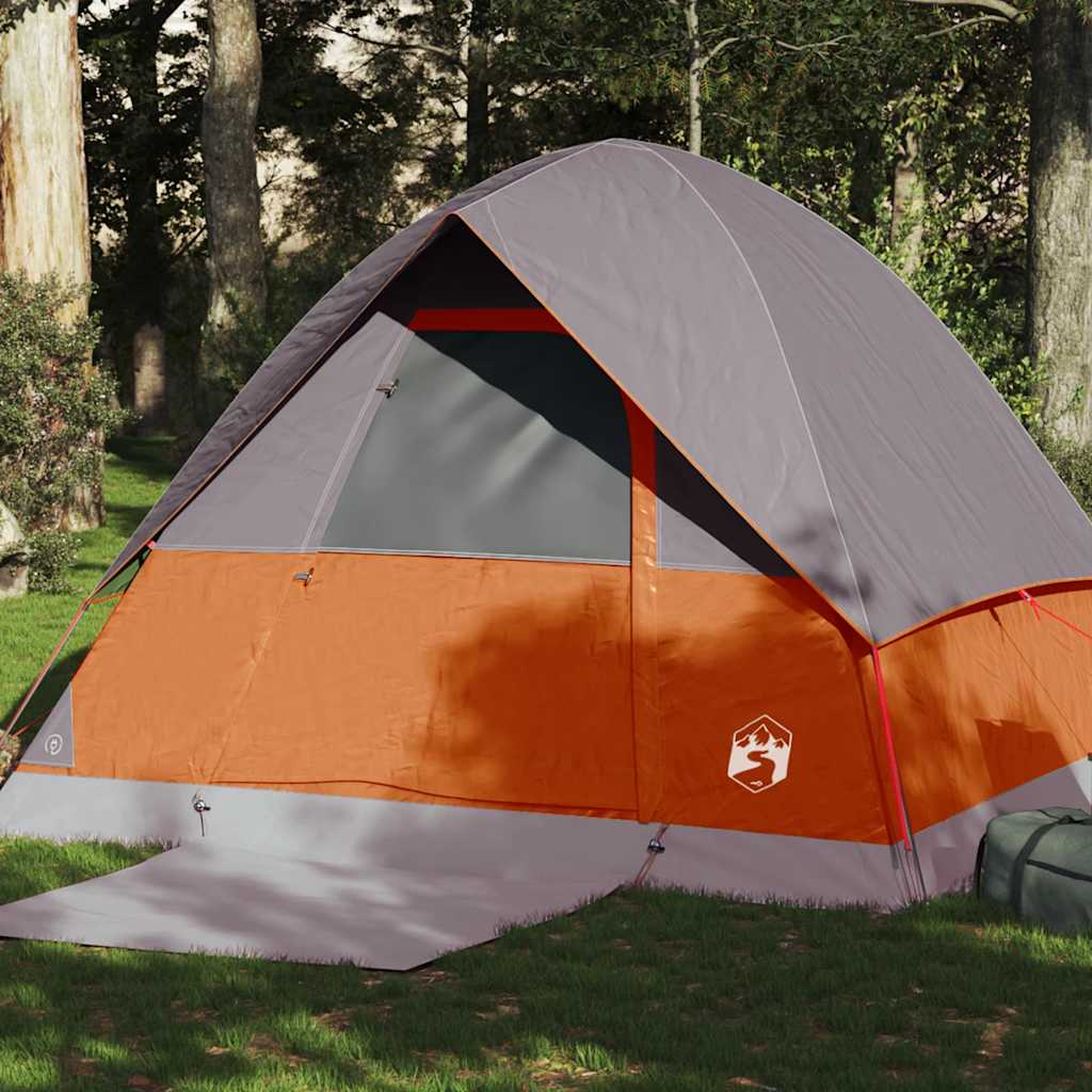 Vidaxl Dome Zelt 4-Personen wasserdichtes Grau und Orange