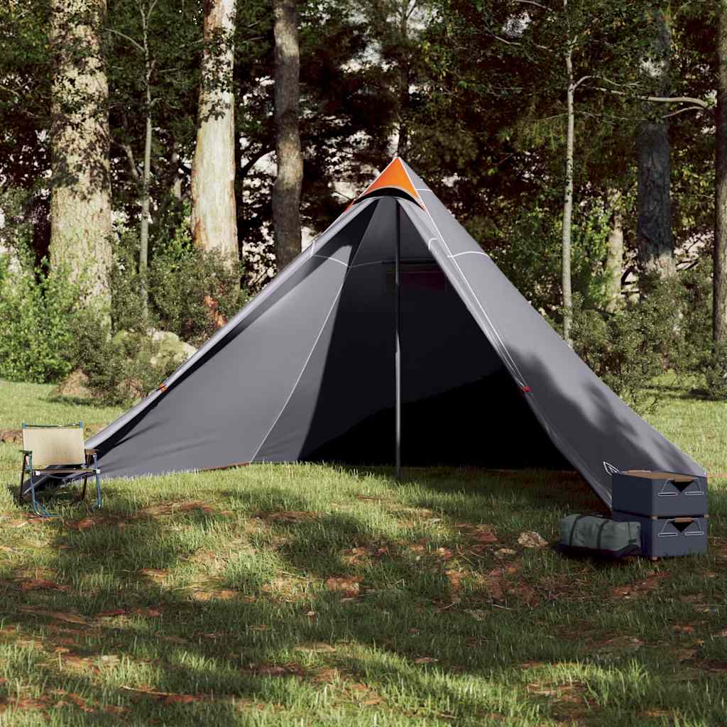 Vidaxl Tipi-Zelt für Familie 7 Personen, wasserdicht, Grau und Orange