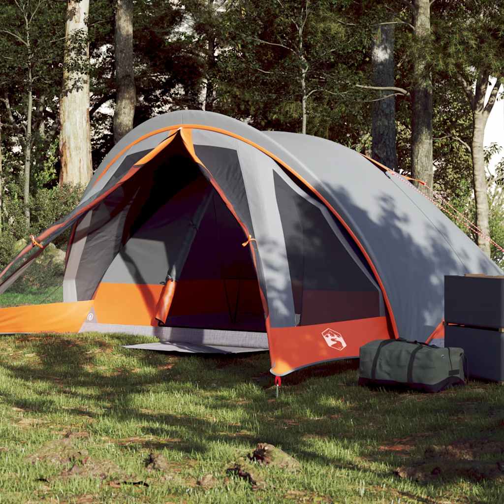 VidaXL Zelt 4-Personen wasserdicht grau und orange