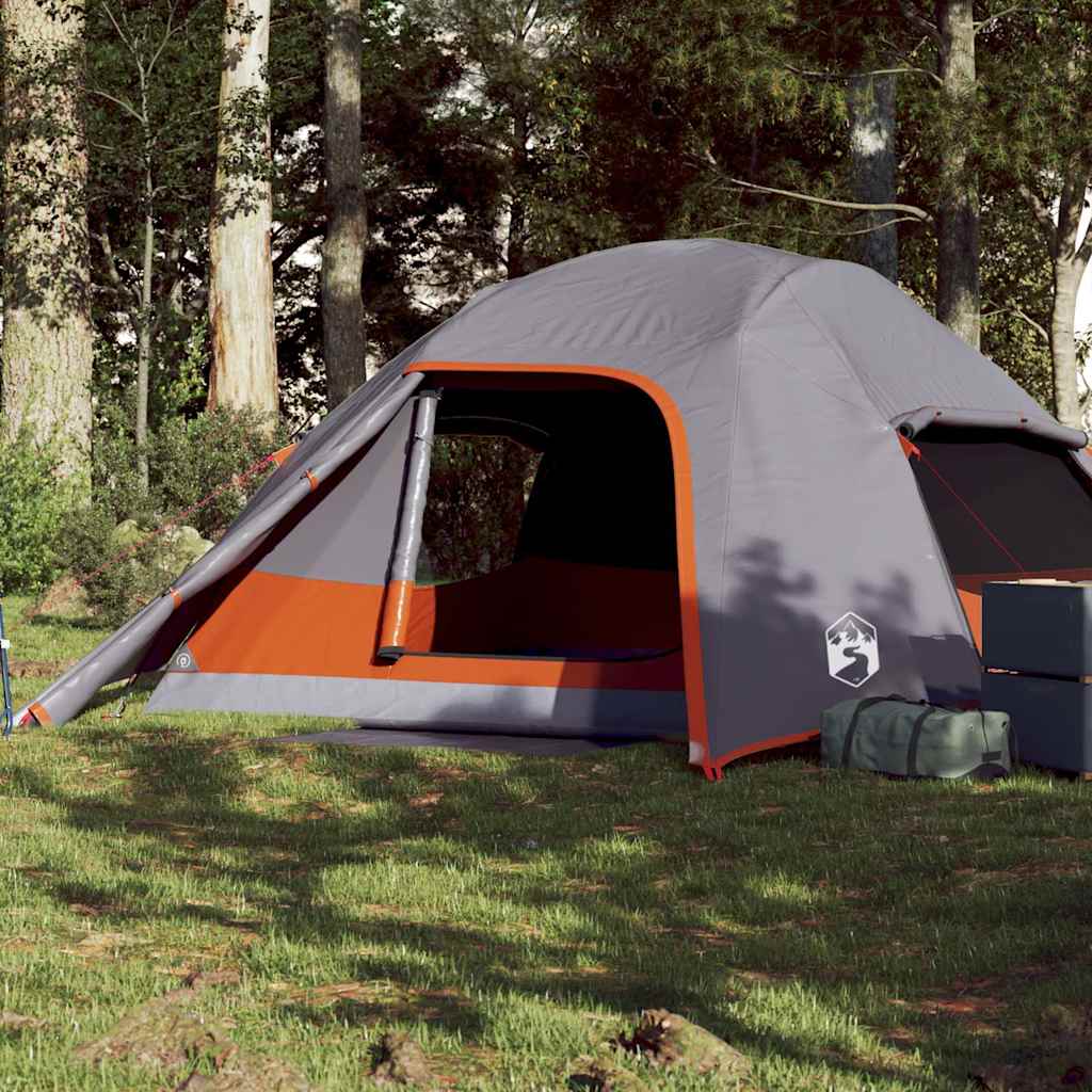 Vidaxl Dome tent 4-person waterproof gray and orange