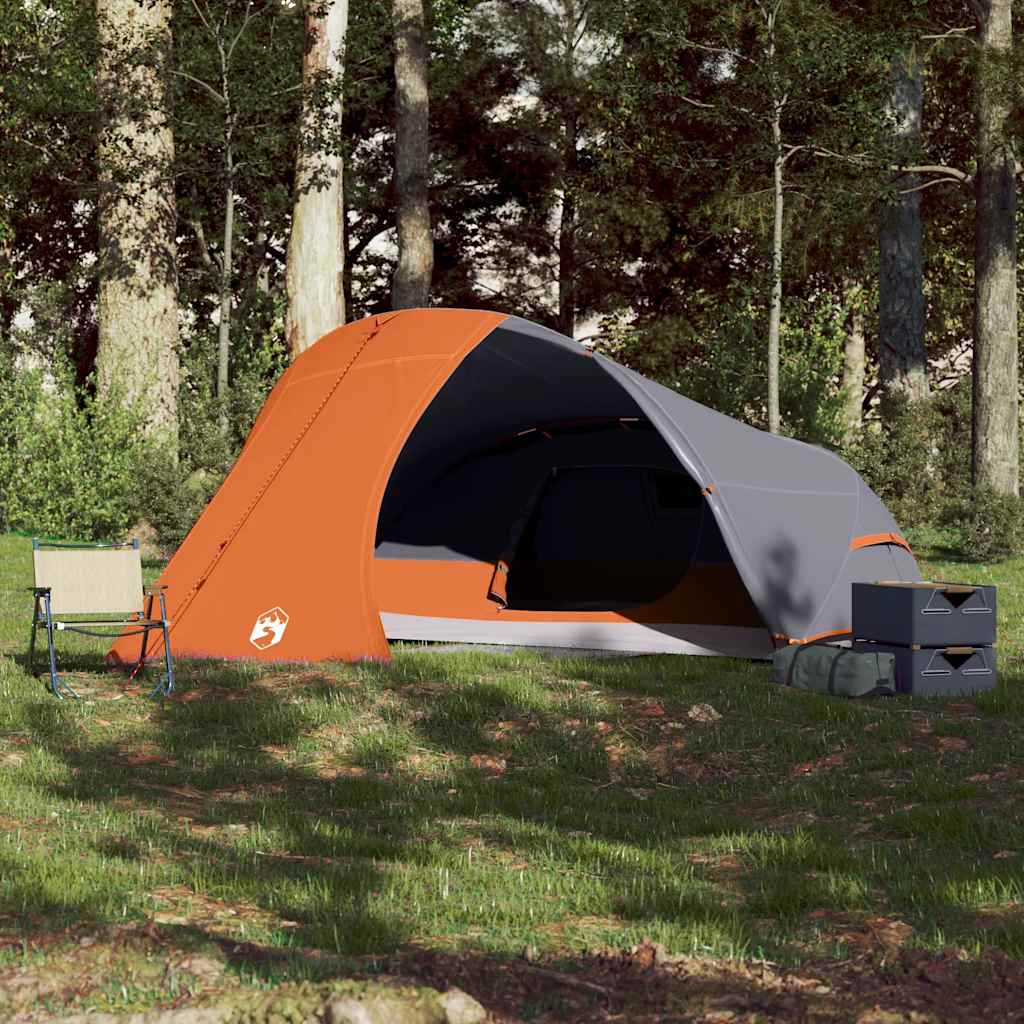 Vidaxl Dome Stan 4-Person Waterproof Grey and Orange