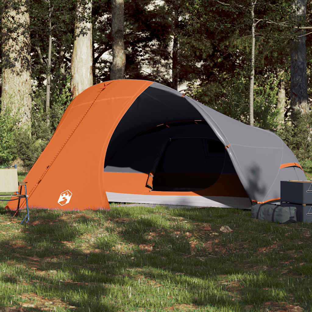 Vidaxl Dome Stan 4-Person Waterproof Grey and Orange